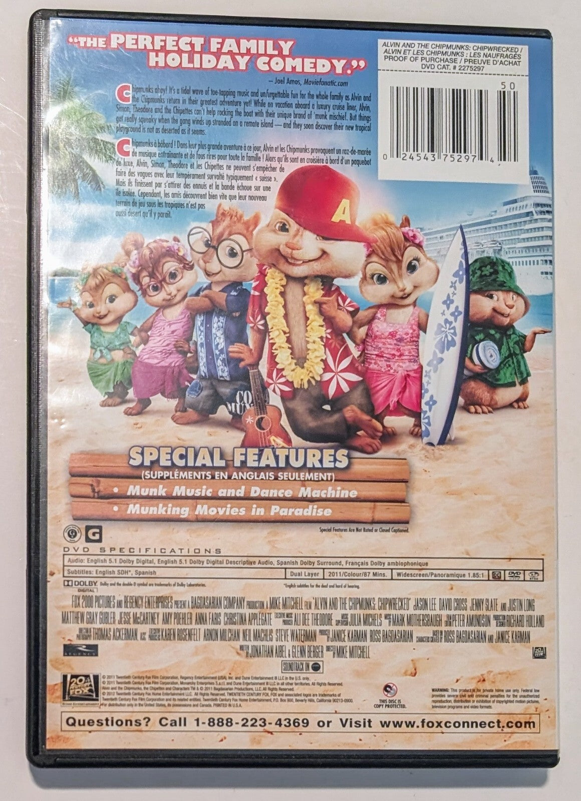 Alvin and the Chipmunks: Chipwrecked DVD (2011) Region 1 - FR/EN/ES - VG(Tested)2
